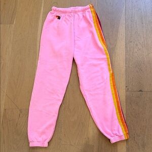 Aviator Nation 5 Stripe Pink Sweatpants Joggers Size Small